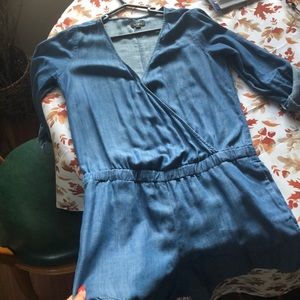 Long sleeve denim romper